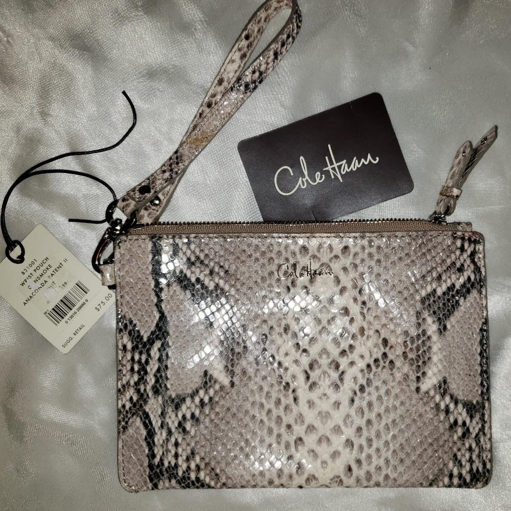 Cole Haan snake skin wristlet